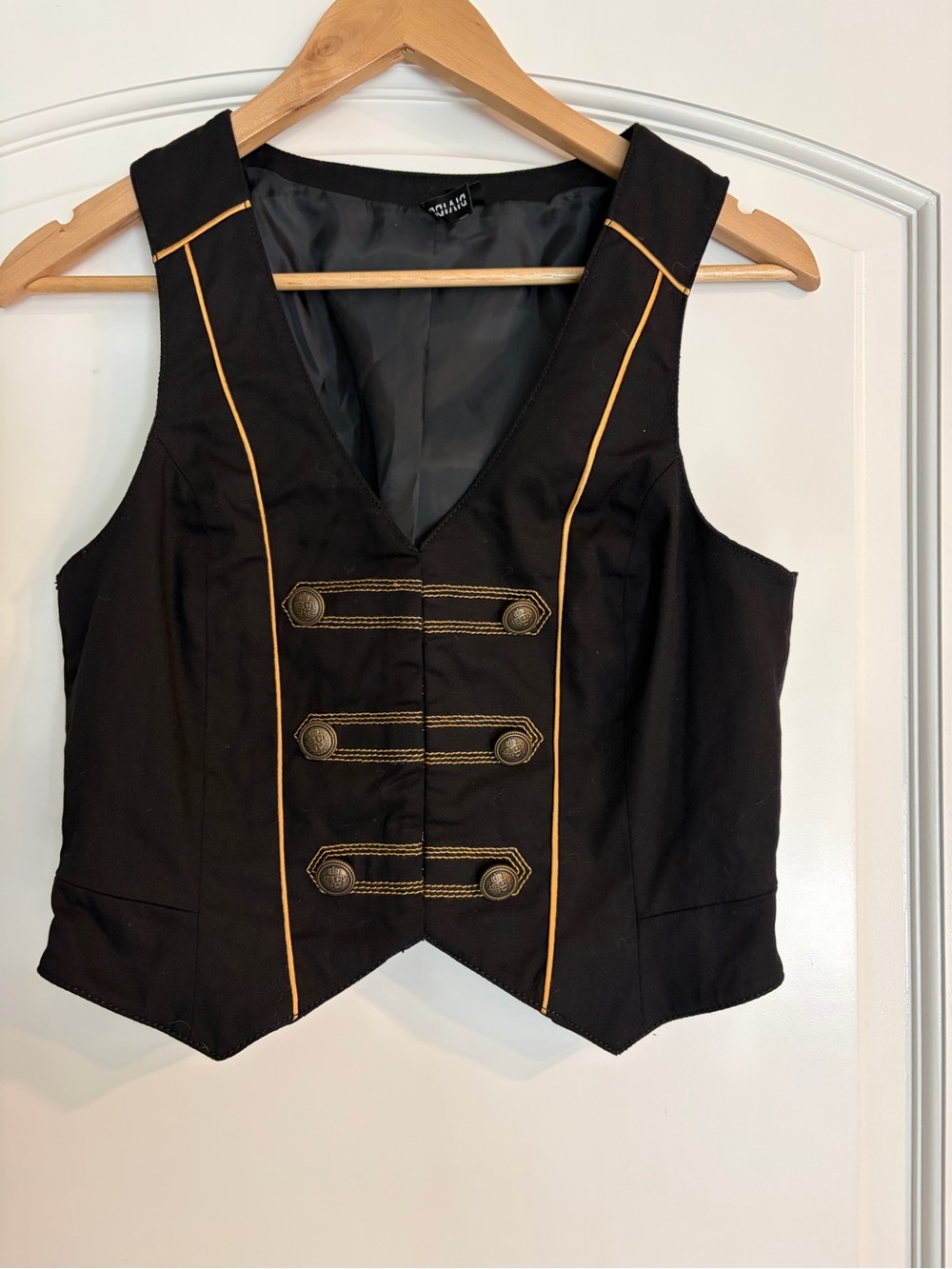 H&M Divided Women's Black Military-Style Vest with Gold Trim Size 10